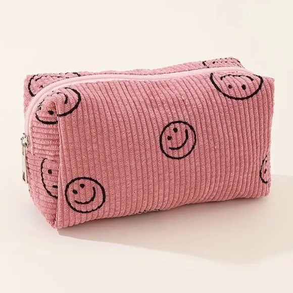 Smiley Face Corduroy Makeup Bags - Picture 7 of 10